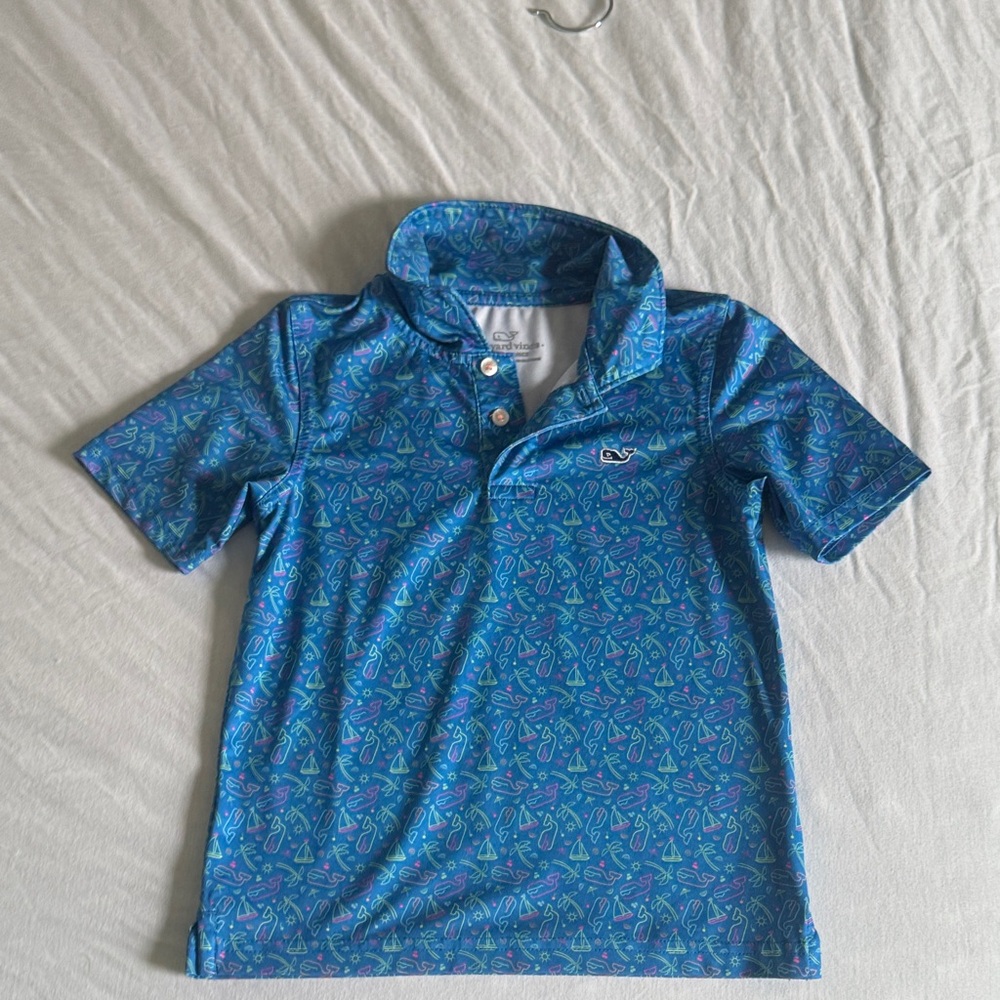 Vineyard Vines Boys' Blue Sankaty Polo